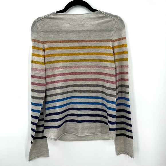 NWT Zadig & Voltaire Hila Lurex Metallic Striped Merino Wool Sweater Pullover S - Picture 9 of 11
